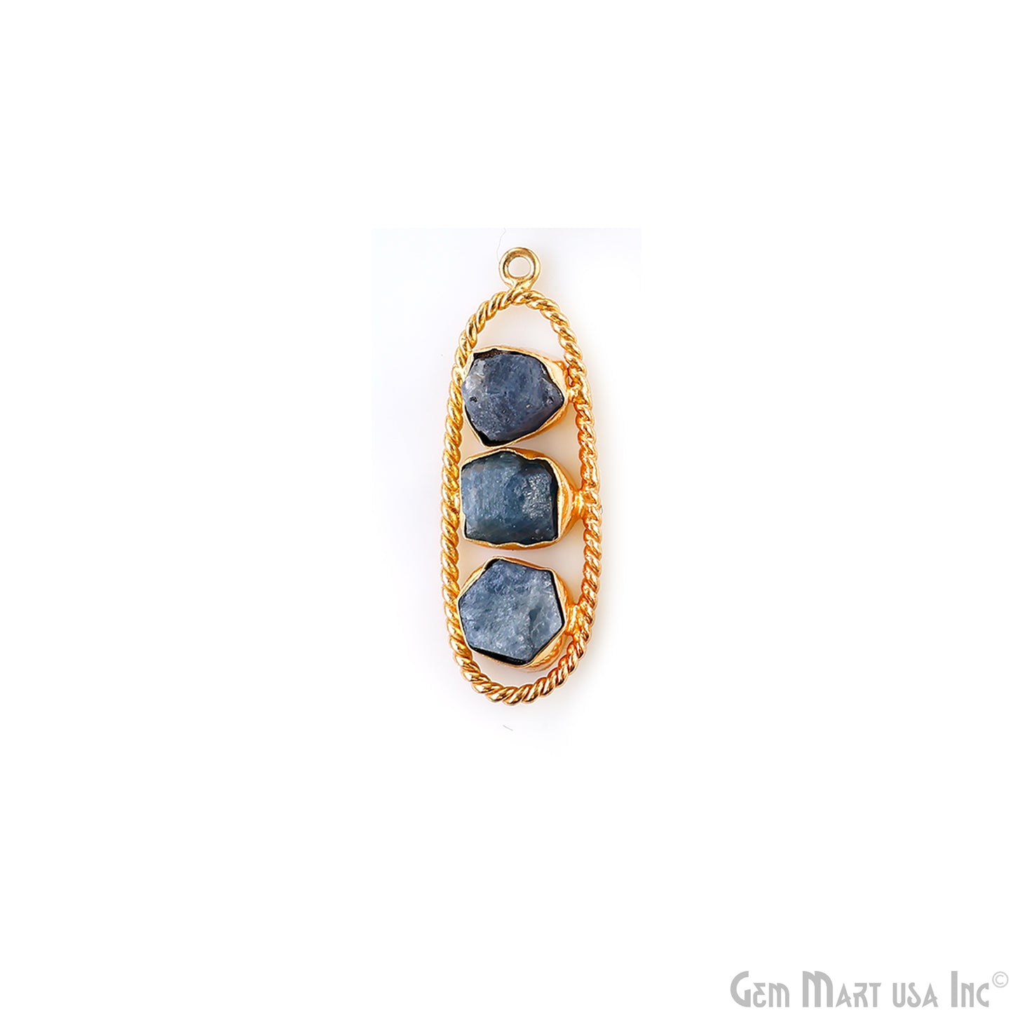 Tanzanite Rough Gemstone Free Form Oval Gold Plated Twisted Bezel setting 44x16mm DIY Earring Pendant Connector