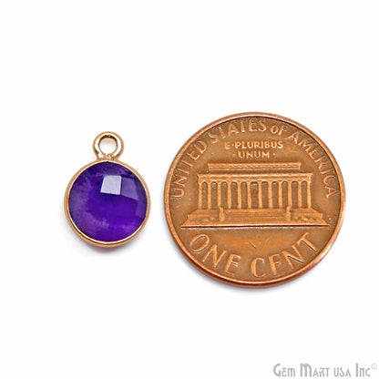 Round 8mm Single Bail Gold Plated Gemstone Bezel Connector