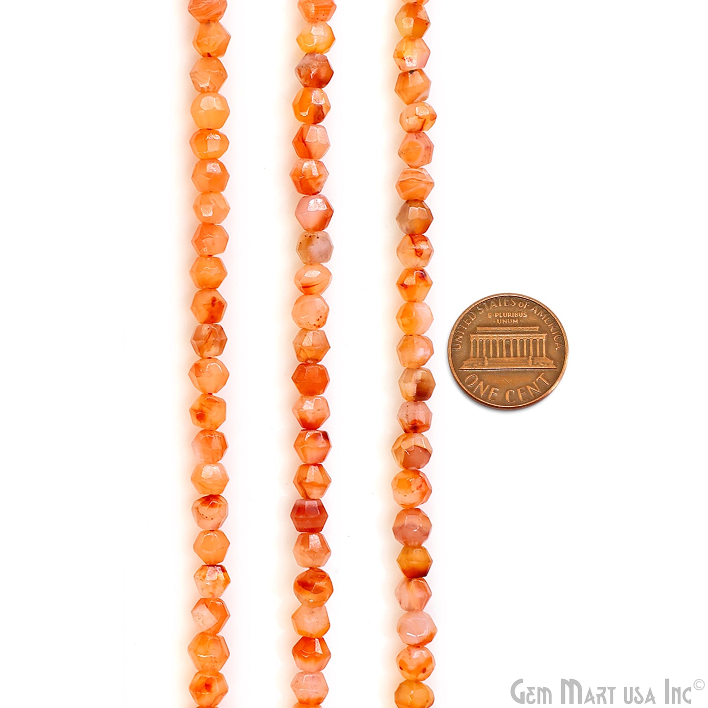 Carnelian Faceted Round Drilled Beads 4-6mm Waist Beads, Rondelle Bead Strand 13 Inch