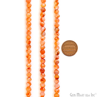 Carnelian Faceted Round Drilled Beads 4-6mm Waist Beads, Rondelle Bead Strand 13 Inch