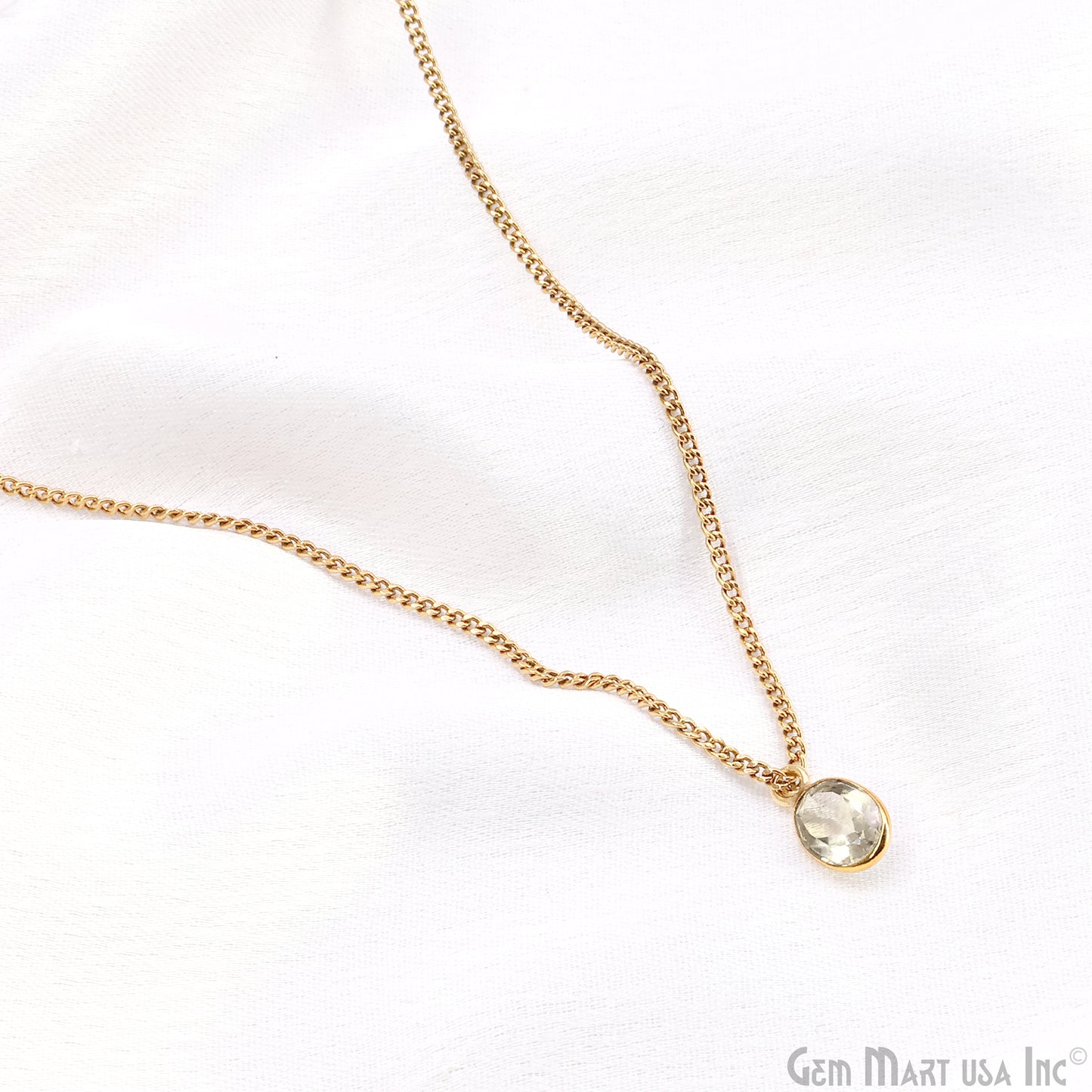 Oval 6x8mm Brilliant Cut Gold Plated Bezel Single Bail Connector