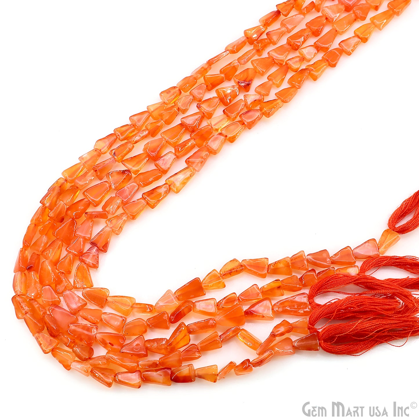 Carnelian Smooth Triangle Drilled Beads 4-7mm Waist Beads, Rondelle Bead Strand 14 Inch