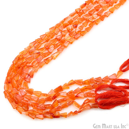Carnelian Smooth Triangle Drilled Beads 4-7mm Waist Beads, Rondelle Bead Strand 14 Inch
