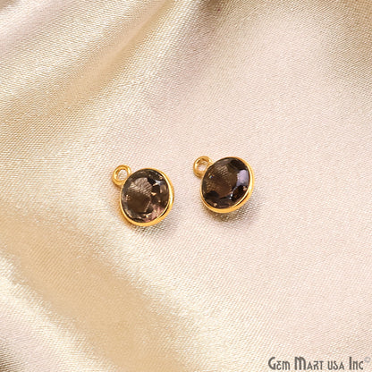 Round 8mm Brilliant Cut Gold Plated Bezel Single Bail Gemstone Connector