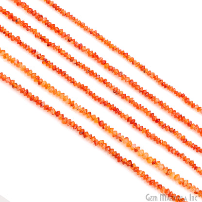 Carnelian Faceted Round Drilled Beads 2-4mm Waist Beads, Rondelle Bead Strand 13 Inch