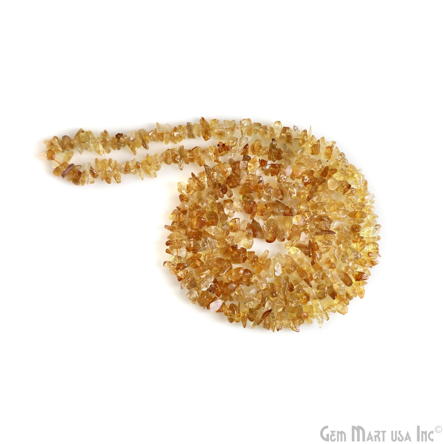 Citrine Chip Beads, 34 Inch, Natural Chip Strands, Drilled Strung Nugget Beads, 3-7mm, Polished, GemMartUSA (CHCI-70001)