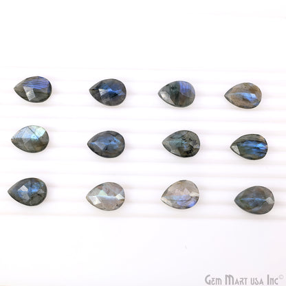 Labradorite Wholesale Gemstones, 100% Natural Semi-Precious Gems, Blue Flash Faceted Loose Gems, 13x18mm, Pears, 2PC Lot