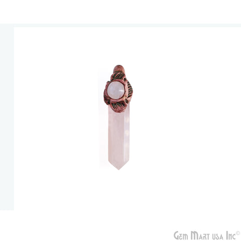 Rose Quartz with Moonstone Polymer Clay Crystal Pendant, Dowsing Clay Single Bail Pendant