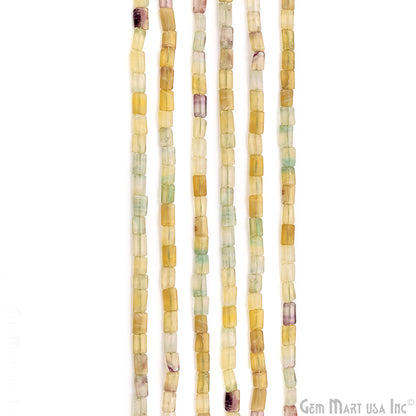 Fluorite Smooth Square Drilled Beads 7-10X6-7mm Waist Beads, Rondelle Bead Strand 13 Inch