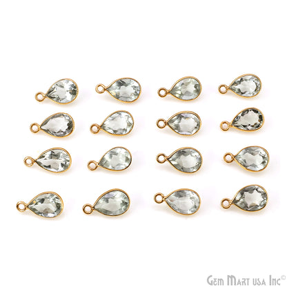 Pears 7x10mm Brilliant Cut Gold Plated Bezel Single Bail Connector