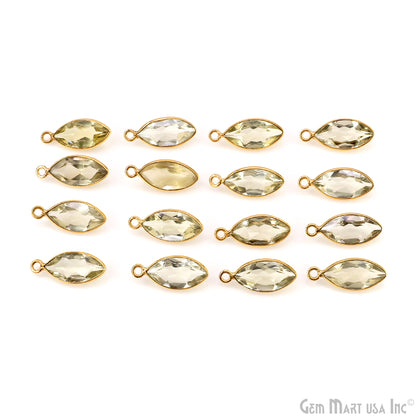 Marquise 7x14mm Brilliant Cut Gold Plated Bezel Single Bail Connector