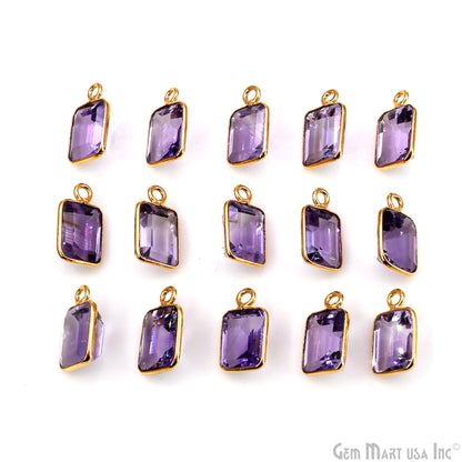 Amethyst Octagon 7x9mm Brilliant Cut Gold Plated Bezel Single Bail Gemstone Connector
