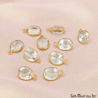 Oval 9x11mm Brilliant Cut Gold Plated Bezel Single Bail Connector