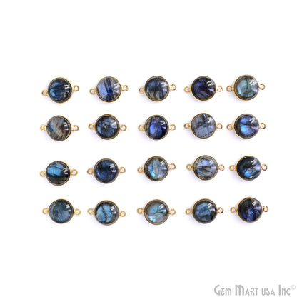 Round 10mm Cabochon Gold Plated Double Bail Tiny Gemstone Connectors