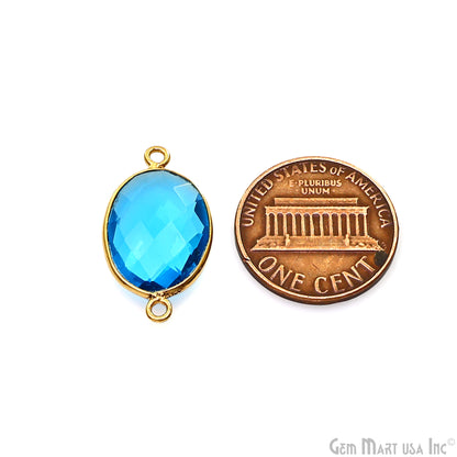 Oval 12x16mm Double Bail Gold Bezel Gemstone Connector