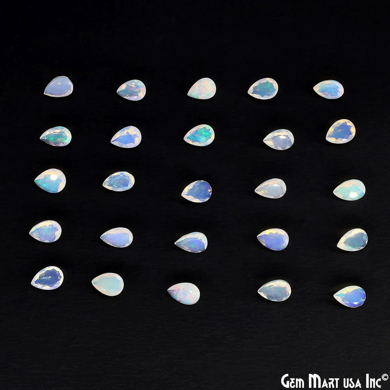 Ethiopian Opal Wholesale Gemstones, 100% Natural Precious Gems, Rainbow Cabochons Loose Gems, 6x9mm, Pears, 4PC