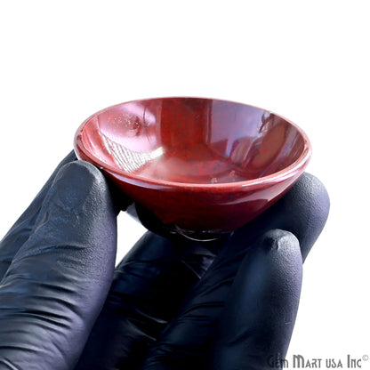 Natural Red Jasper Mini Carved Gemstone Bowl Cup 2 inch