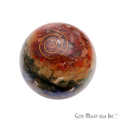 Seven Chakra Healing Gemstone Sphere 2" - Reiki Meditation Ball, Chakra Balancing, Orgone Energy, Spiritual Healing, Home Decor