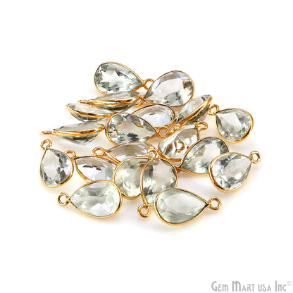 Pears 8x12mm Brilliant Cut Gold Plated Bezel Single Bail Gemstone Connector