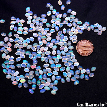 Ethiopian Opal Wholesale Gemstones, 100% Natural Precious Gems, Rainbow Cabochons Loose Gems, 6x4mm, Oval, 5PC