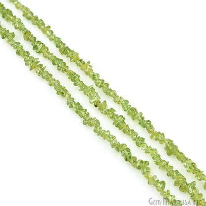 Peridot Chip Beads, 34 Inch, Natural Chip Strands, Drilled Strung Nugget Beads, 3-7mm, Polished, GemMartUSA (CHPD-70001)