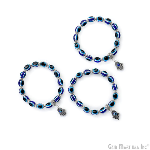 Blue Evil Eye Adjustable Hamsa Charm Bracelet