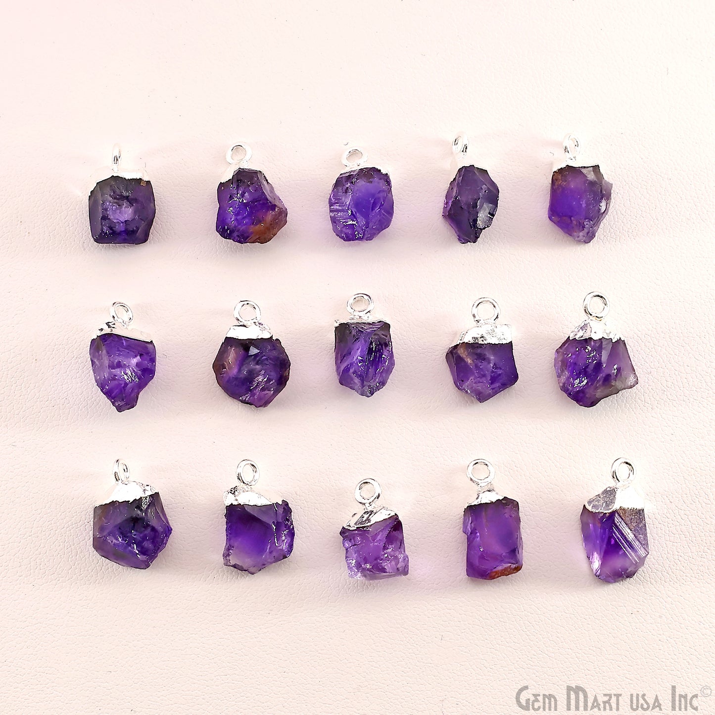 Rough Amethyst Freeform Silver Electroplated Single Bail Gemstone Connector