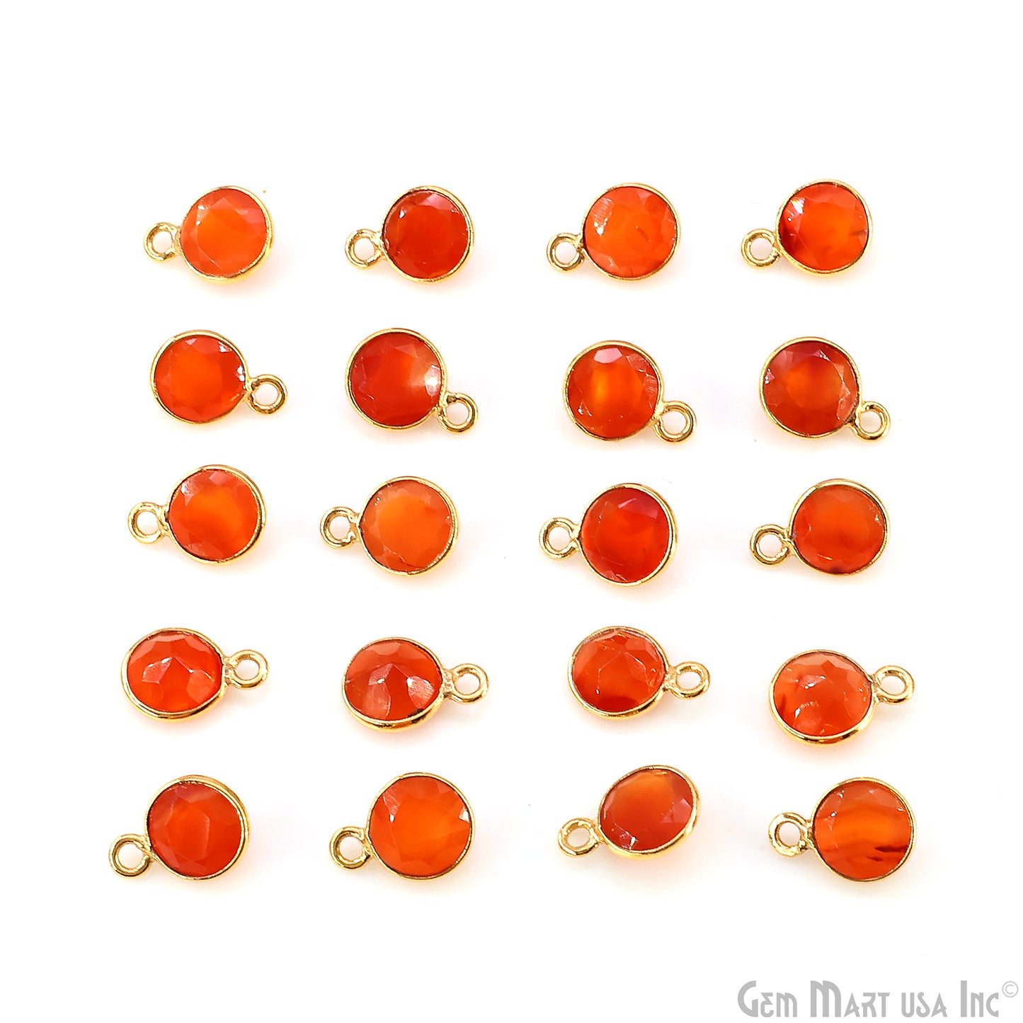 Round 7mm Brilliant Cut Gold Plated Bezel Single Bail Gemstone Connector