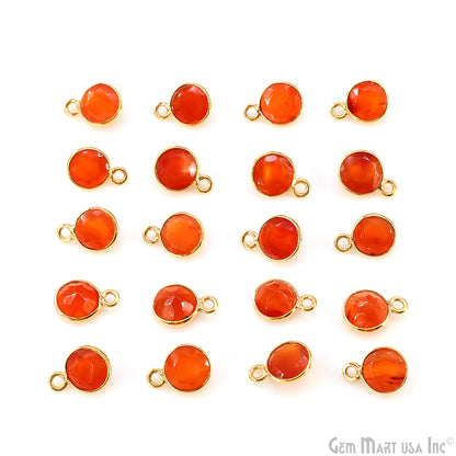 Round 7mm Brilliant Cut Gold Plated Bezel Single Bail Gemstone Connector