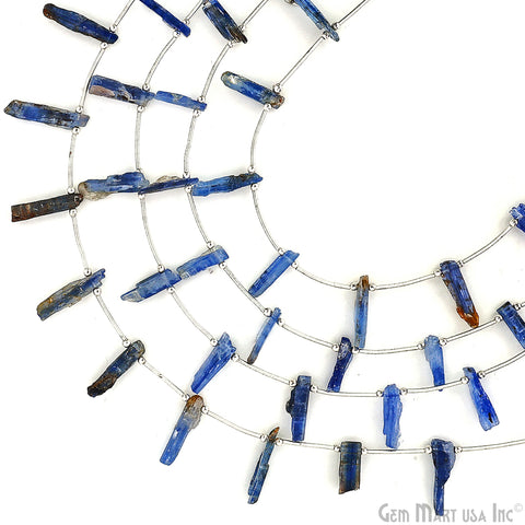 Kyanite Rough Beads, 9.5 Inch Gemstone Strands, Drilled Strung Briolette Beads, Free Form, 12x20mm