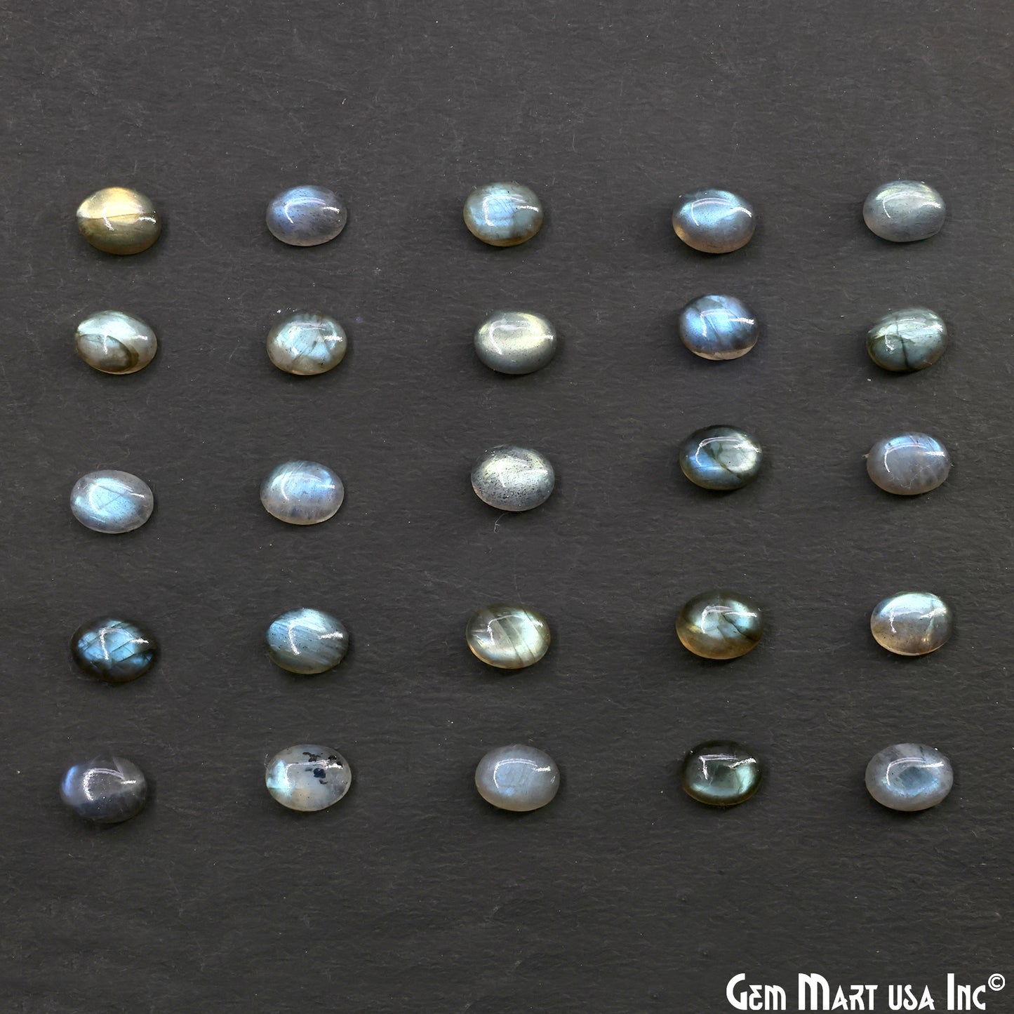 Labradorite Wholesale Gemstones, 100% Natural Semi-Precious Gems, Blue Flash Cabochon Loose Gems, 7x9mm, Oval, 4PC Lot