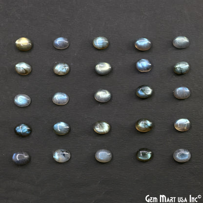 Labradorite Wholesale Gemstones, 100% Natural Semi-Precious Gems, Blue Flash Cabochon Loose Gems, 7x9mm, Oval, 4PC Lot