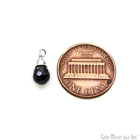 Black Onyx Drop 7x5mm Silver Wire Wrapped Connector