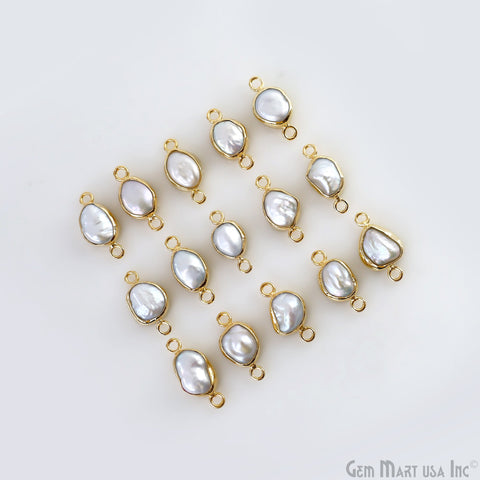 Freshwater Pearl 20x9mm Gold Plated Bezel Oval Shape Double Bail Connector
