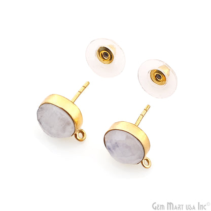 DIY Round 10mm Gold Bail Gemstone stud Earring