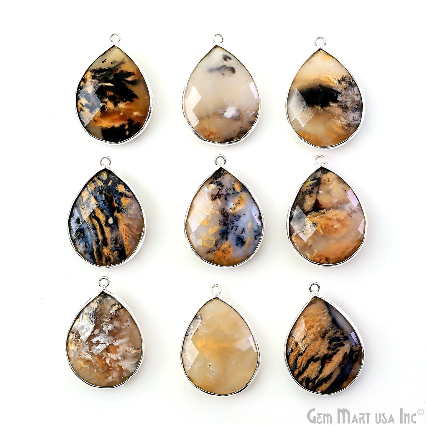 Pears 25x20mm Single Bail Silver Plated Gemstone Bezel Connector