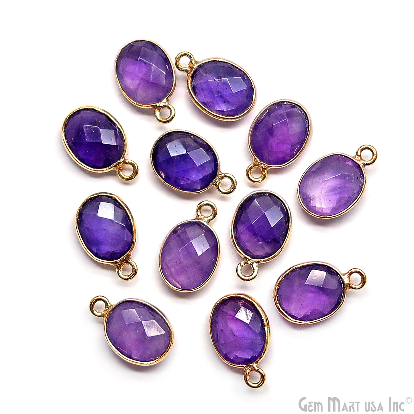 Oval 8x10mm Gold Bezel Single Bail Gemstone Connector