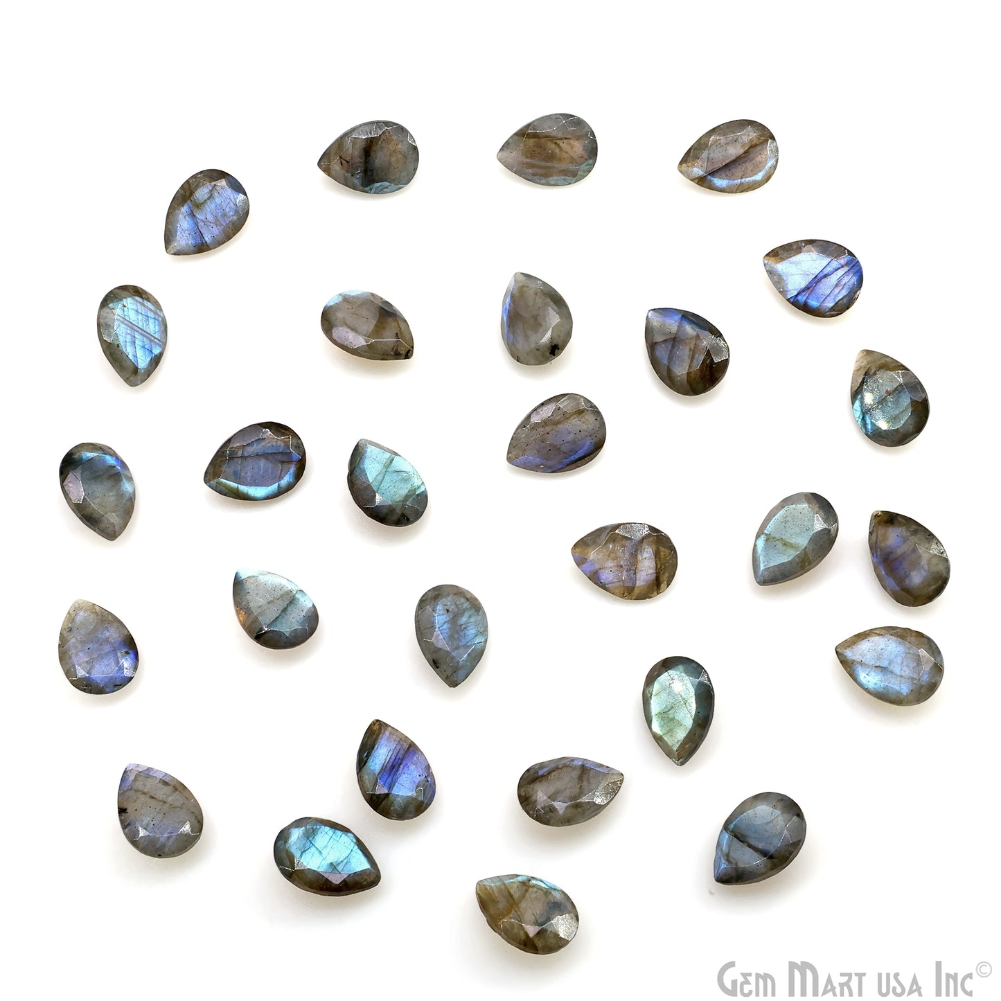 Labradorite Wholesale Gemstones, 100% Natural Semi-Precious Gems, Blue Flash Faceted Loose Gems, 10x14mm, Pears, 2PC Lot
