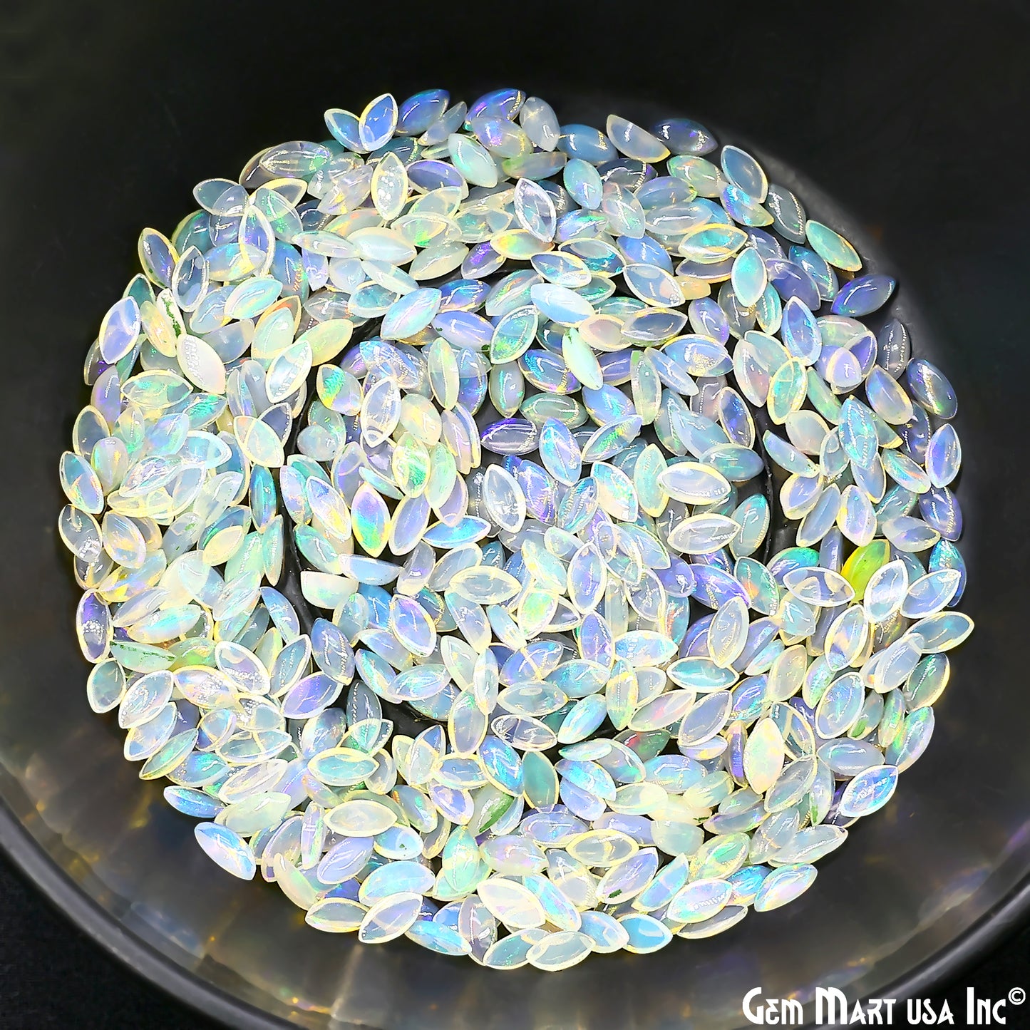 Ethiopian Opal Wholesale Gemstones, 100% Natural Precious Gems, Rainbow Cabochons Loose Gems, 3x6mm, Marquise, 10PC