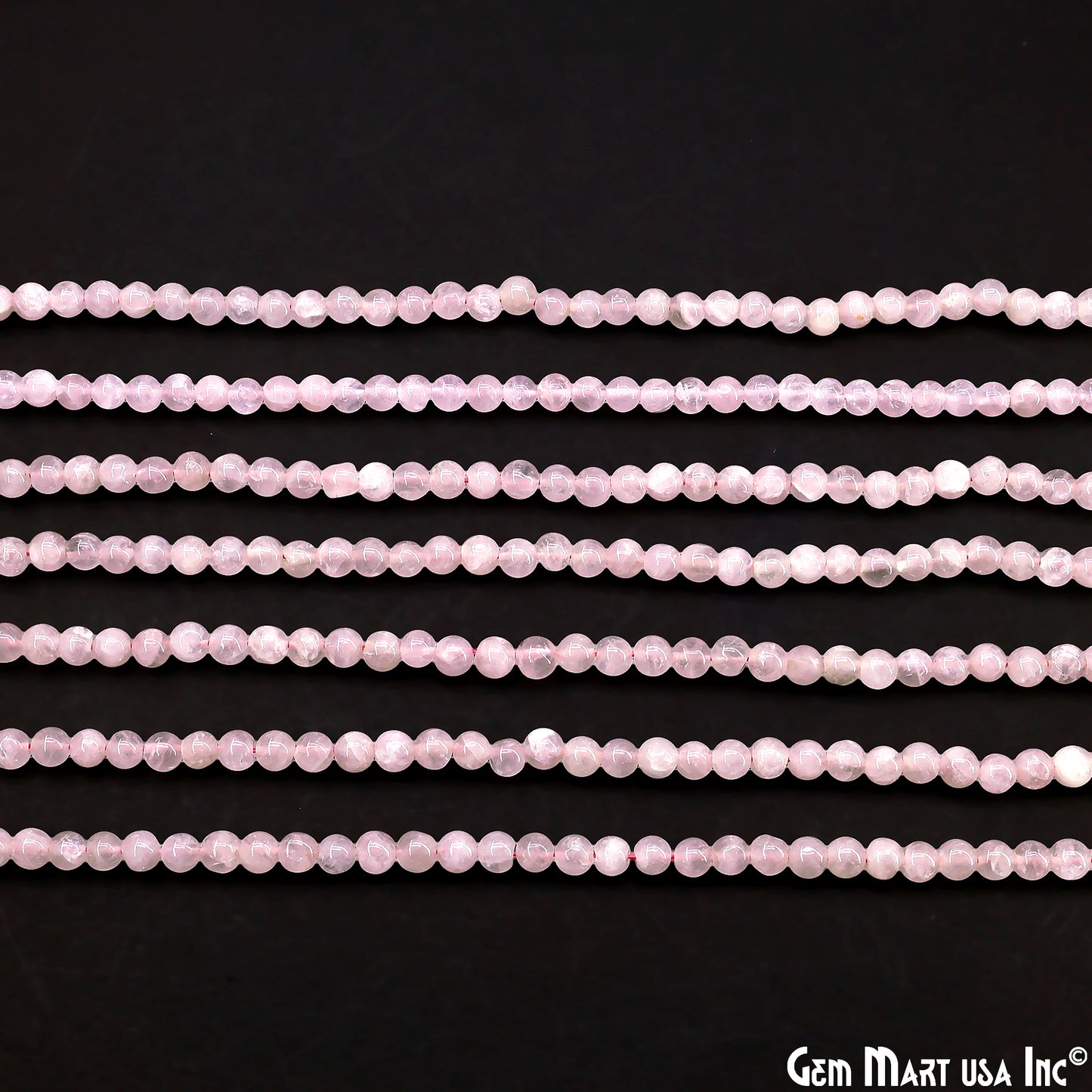 Rose Quartz Smooth Round Drilled Beads 3-5mm Waist Beads, Rondelle Bead Strand 13 Inch