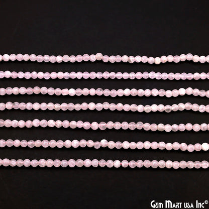 Rose Quartz Smooth Round Drilled Beads 3-5mm Waist Beads, Rondelle Bead Strand 13 Inch