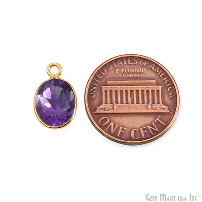 Oval 8x10mm Brilliant Cut Gold Plated Bezel Single Bail Connector