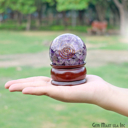 Amethyst Healing Gemstone Sphere 2" - Reiki Meditation Ball, Chakra Balancing, Orgone Energy, Spiritual Healing, Home Decor