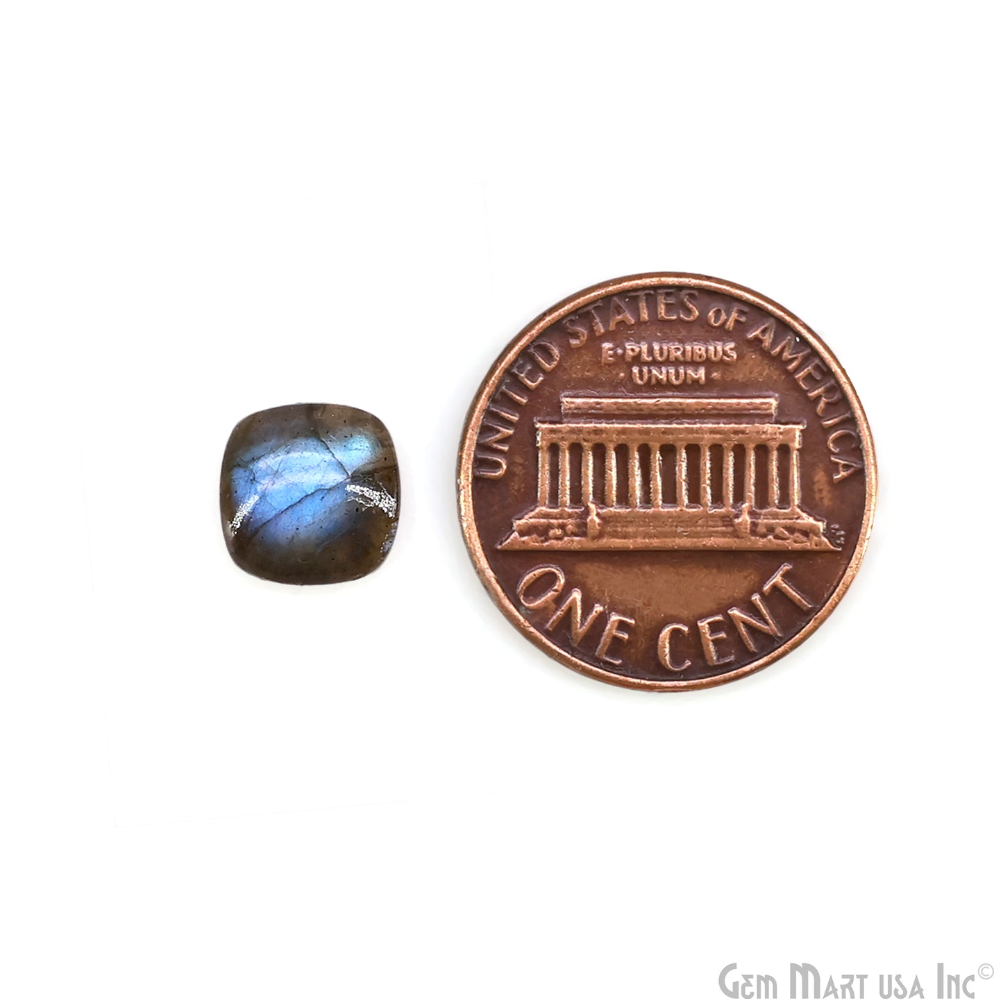 Labradorite Wholesale Gemstones, 100% Natural Semi-Precious Gems, Blue Flash Faceted Loose Gems, 14mm, Cushion, 2PC Lot