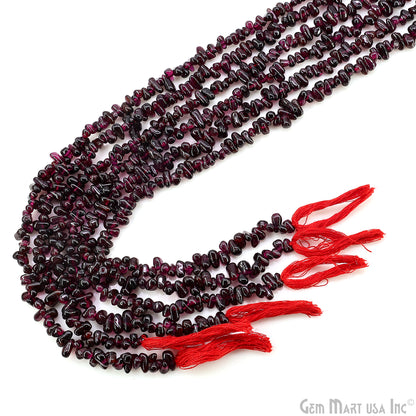 Garnet Smooth Free Form Drilled Beads 3-4X5-7mm Waist Beads, Rondelle Bead Strand 13 Inch