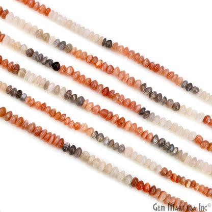 Multi Moonstone Smooth Round Drilled Beads 4-6mm Waist Beads, Rondelle Bead Strand 13 Inch
