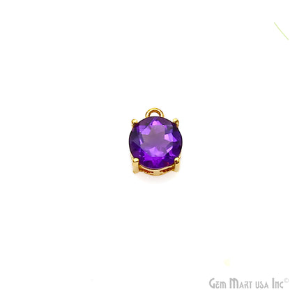 Amethyst Prong Setting Round 7mm Gold Plated Gemstone Connector