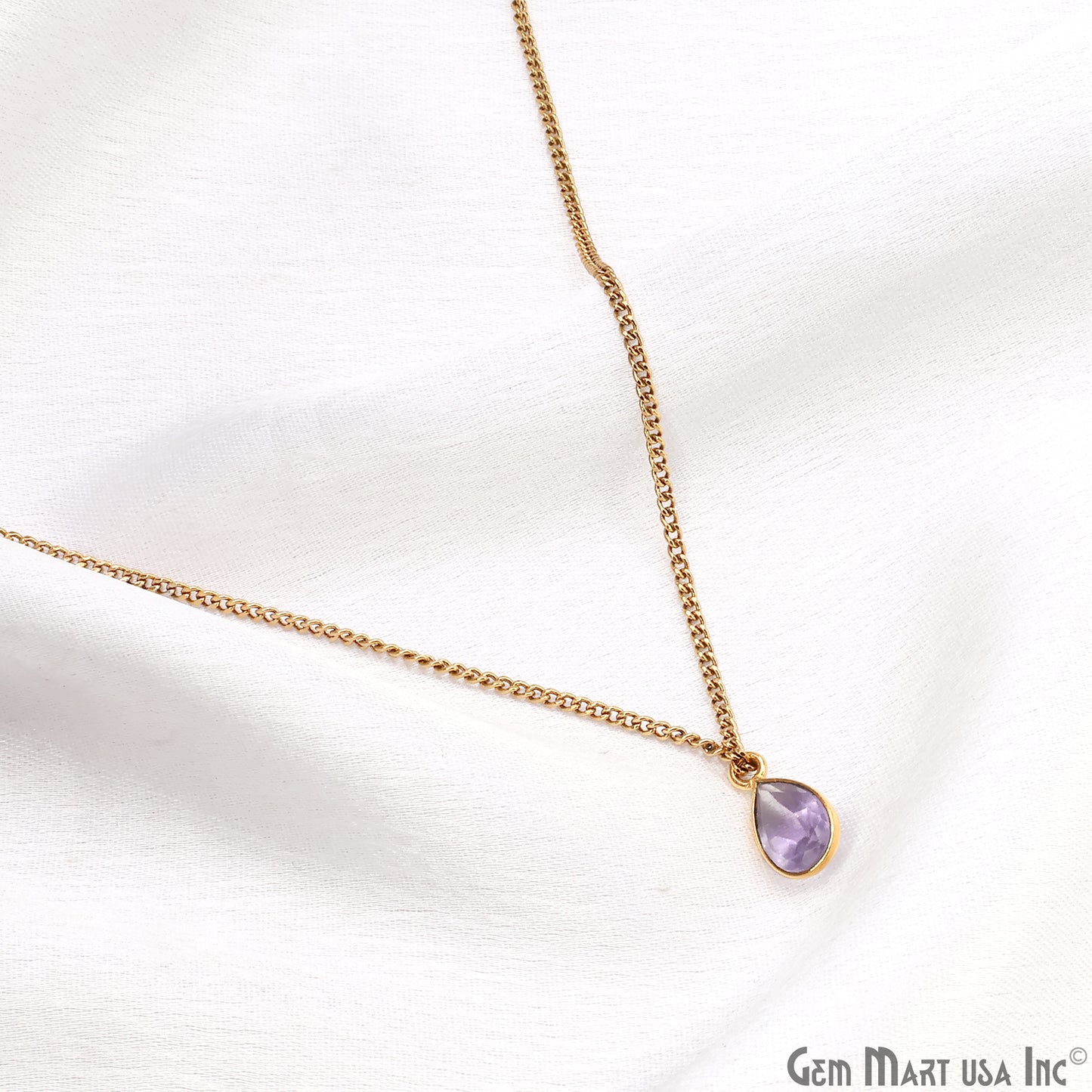 Pears 6x9mm Brilliant Cut Gold Plated Bezel Single Bail Gemstone Connector