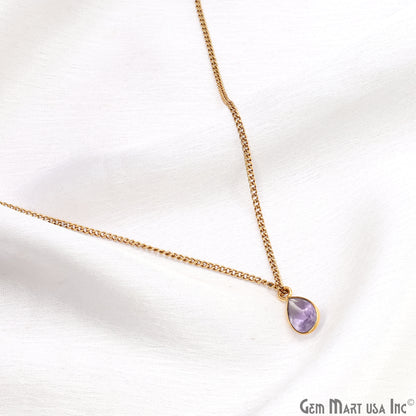 Pears 6x9mm Brilliant Cut Gold Plated Bezel Single Bail Gemstone Connector