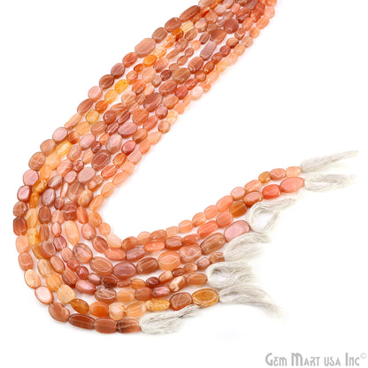 Peach Moonstone Tumble Beads Free Form Drilled Beads 9-13X6-7mm Waist Beads, Rondelle Bead Strand 13 Inch